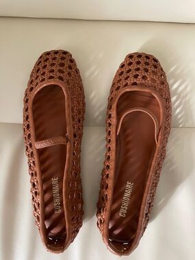 Cushionaire Woven Ballet Flats in Cognac